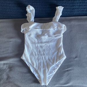 White ribbed Eberjey one piece swimsuit